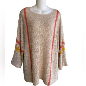 Dokotoo Beige Multi Striped Boucle Sweater Pullover Lightweight Woman 2XL